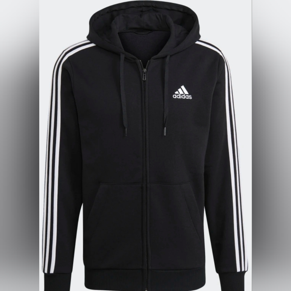 New Adidas Essentials Fleece 3-Stripes Full-Zip Hoodie Sz 2XL